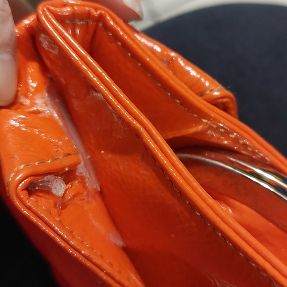 Vintage Orange Faux Leather & Rhinestone Clutch - Picture 10 of 13